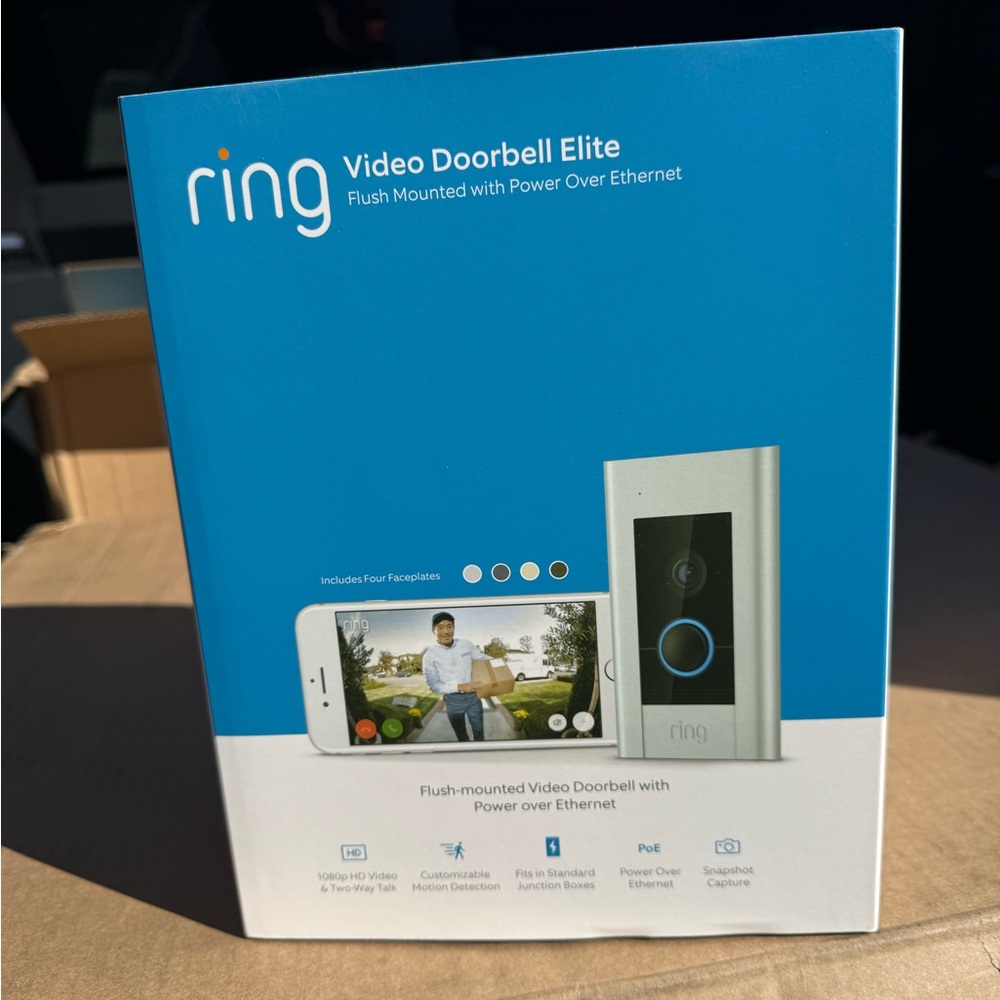Ring Video Doorbell Elite with Silver and Black Finish Brand new but opened box!
